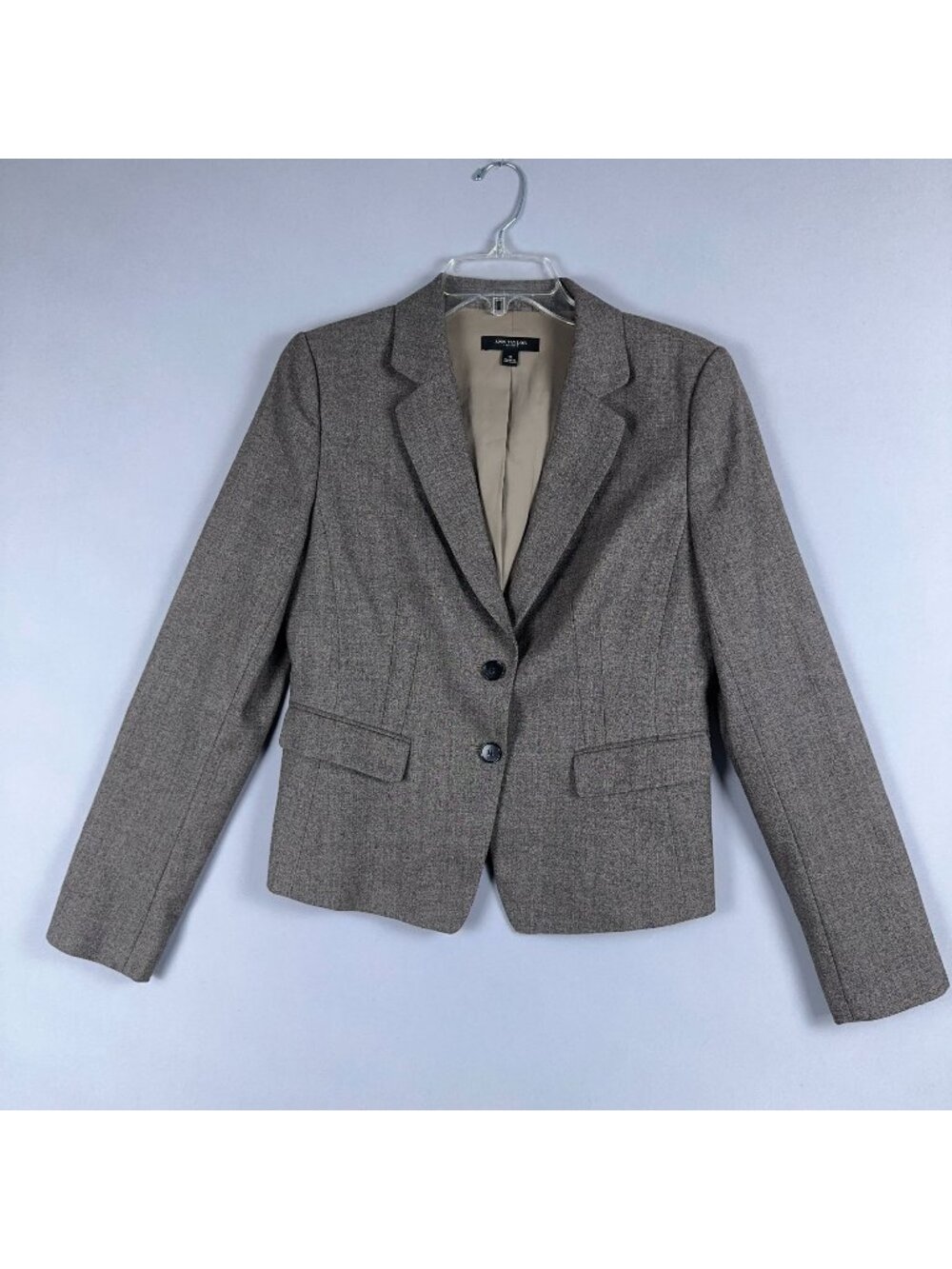 Ann Taylor Gray Wool Blend Blazer Coat Two Button Front Women Size 6